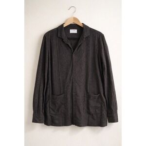 Old Navy Women Black Eyelet Cotton LS Leisure Shirt Button Front Medium Cottage